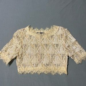 Yellow lace crop top perfect condition